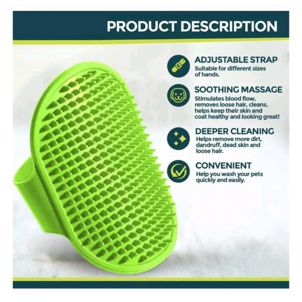 2PCS Dog Bath Brush Shampoo & Scrubber Adjustable Handle for Washing & Grooming